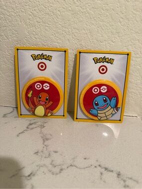 Pokémon x Target Charmander & Squirtle Button Pin Set - Yellow/Red/Blue NEW